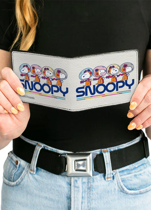 Bi-Fold Wallet - Peanuts Astronaut Snoopy Launch Poses and Text White/Multi Color