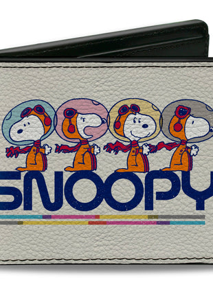 Bi-Fold Wallet - Peanuts Astronaut Snoopy Launch Poses and Text White/Multi Color