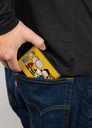 Bi-Fold Wallet - Peanuts Gang Close-Up Group Pose Golden Yellow