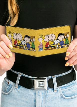 Bi-Fold Wallet - Peanuts Gang Close-Up Group Pose Golden Yellow