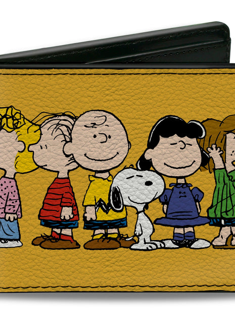 Bi-Fold Wallet - Peanuts Gang Close-Up Group Pose Golden Yellow