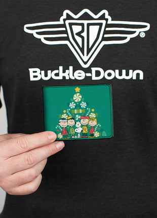Bi-Fold Wallet - Peanuts Holiday Christmas Tree Group Pose Greens