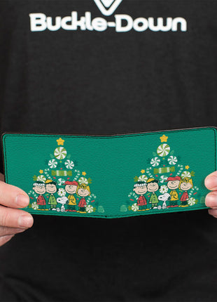 Bi-Fold Wallet - Peanuts Holiday Christmas Tree Group Pose Greens