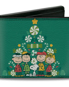 Bi-Fold Wallet - Peanuts Holiday Christmas Tree Group Pose Greens