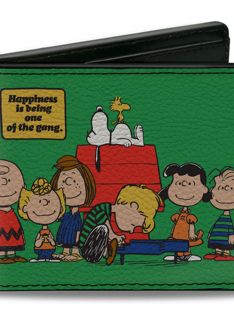 Bi-Fold Wallet - Peanuts Gang HAPINESS IS BEING ONE OF THE GANG Group Pose Green