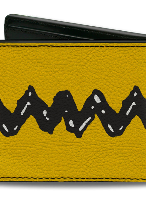 Bi-Fold Wallet - Peanuts Charlie Brown Zig Zag Stripe Yellow/Black