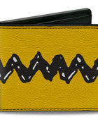 Bi-Fold Wallet - Peanuts Charlie Brown Zig Zag Stripe Yellow/Black