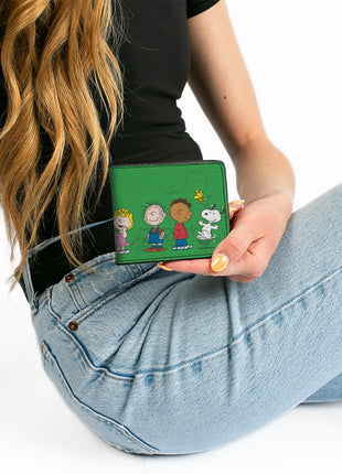 Bi-Fold Wallet - Peanuts Gang Group Pose Green