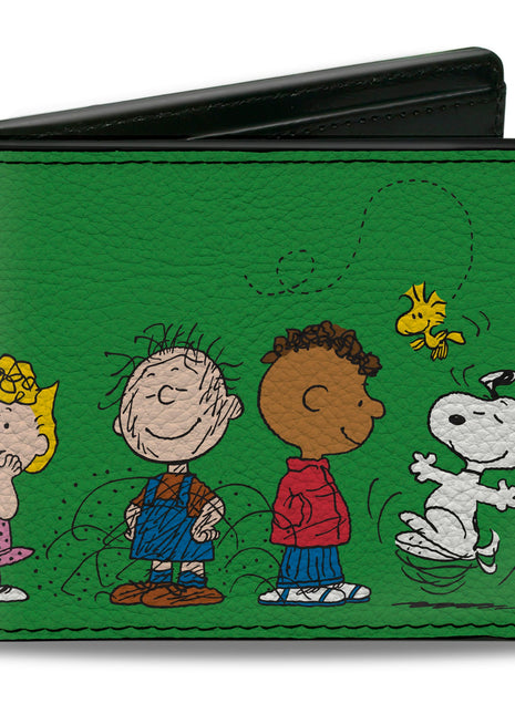 Bi-Fold Wallet - Peanuts Gang Group Pose Green