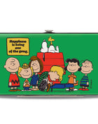 Hinged Wallet - Peanuts Gang HAPINESS IS BEING ONE OF THE GANG Group Pose Green