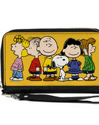 PU Zip Around Wallet Rectangle - Peanuts Gang Close-Up Group Pose Golden Yellow