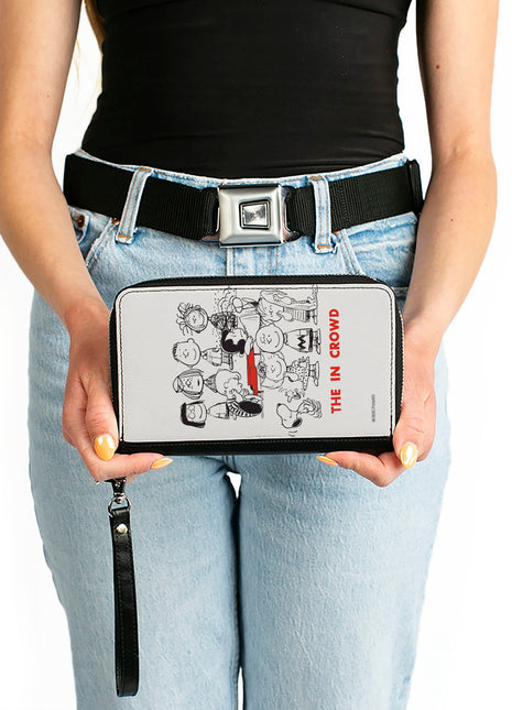 PU Zip Around Wallet Rectangle - Peanuts Gang THE IN CROWD Group Pose White/Black/Red