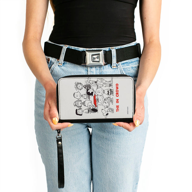 PU Zip Around Wallet Rectangle - Peanuts Gang THE IN CROWD Group Pose White/Black/Red