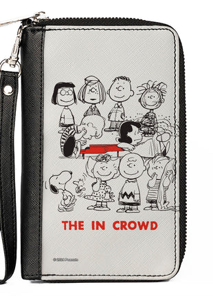 PU Zip Around Wallet Rectangle - Peanuts Gang THE IN CROWD Group Pose White/Black/Red