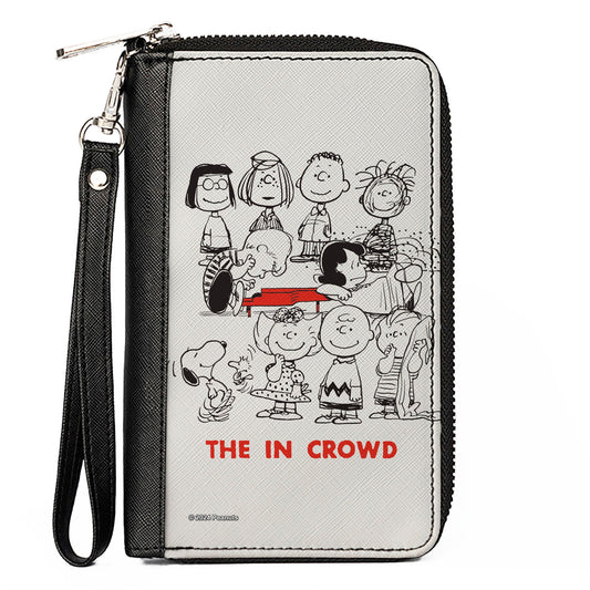 PU Zip Around Wallet Rectangle - Peanuts Gang THE IN CROWD Group Pose White/Black/Red