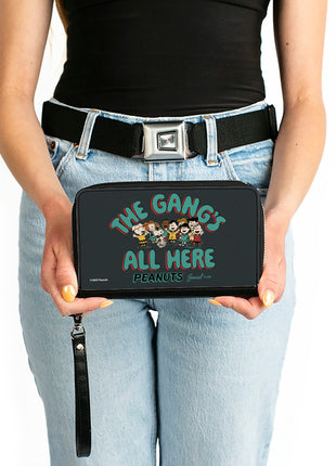 PU Zip Around Wallet Rectangle - Peanuts Gang THE GANG'S ALL HERE Group Pose Black/Blue