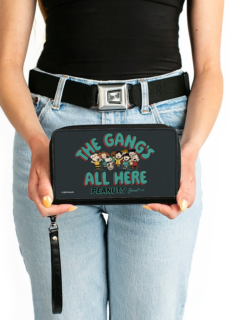PU Zip Around Wallet Rectangle - Peanuts Gang THE GANG'S ALL HERE Group Pose Black/Blue