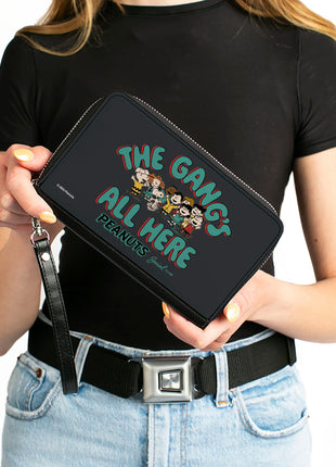 PU Zip Around Wallet Rectangle - Peanuts Gang THE GANG'S ALL HERE Group Pose Black/Blue