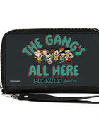PU Zip Around Wallet Rectangle - Peanuts Gang THE GANG'S ALL HERE Group Pose Black/Blue