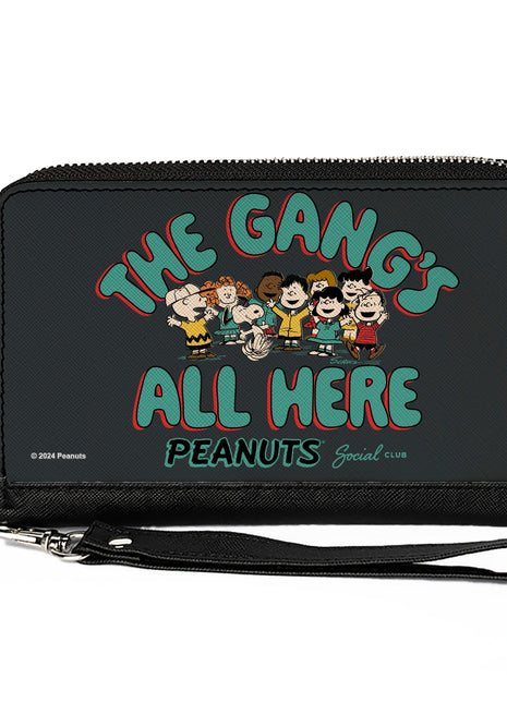 PU Zip Around Wallet Rectangle - Peanuts Gang THE GANG'S ALL HERE Group Pose Black/Blue