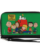 PU Zip Around Wallet Rectangle - Peanuts Gang HAPINESS IS BEING ONE OF THE GANG Group Pose Green