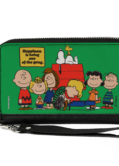 PU Zip Around Wallet Rectangle - Peanuts Gang HAPINESS IS BEING ONE OF THE GANG Group Pose Green