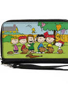 PU Zip Around Wallet Rectangle - Peanuts Gang Backyard Baseball Group Pose