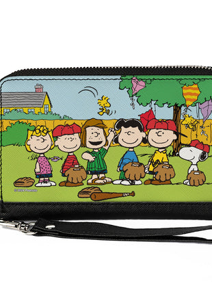 PU Zip Around Wallet Rectangle - Peanuts Gang Backyard Baseball Group Pose