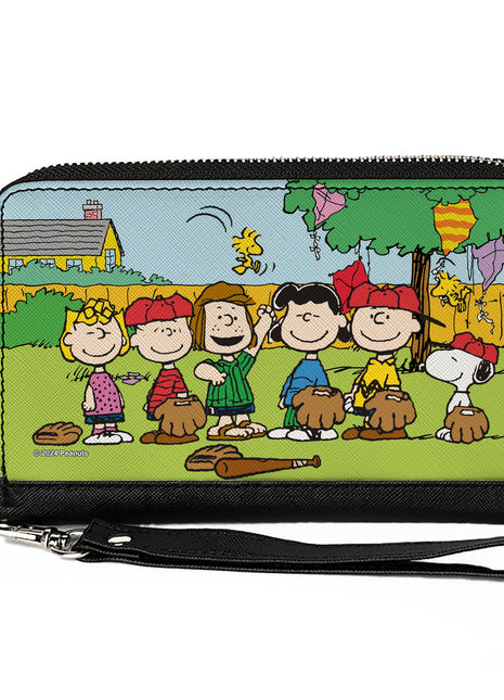 PU Zip Around Wallet Rectangle - Peanuts Gang Backyard Baseball Group Pose