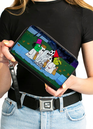 PU Zip Around Wallet Rectangle - Peanuts Gang Halloween Trick or Treat Group Pose