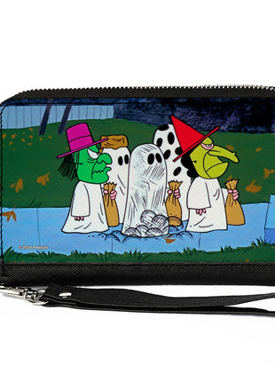 PU Zip Around Wallet Rectangle - Peanuts Gang Halloween Trick or Treat Group Pose