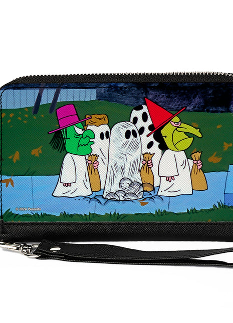 PU Zip Around Wallet Rectangle - Peanuts Gang Halloween Trick or Treat Group Pose