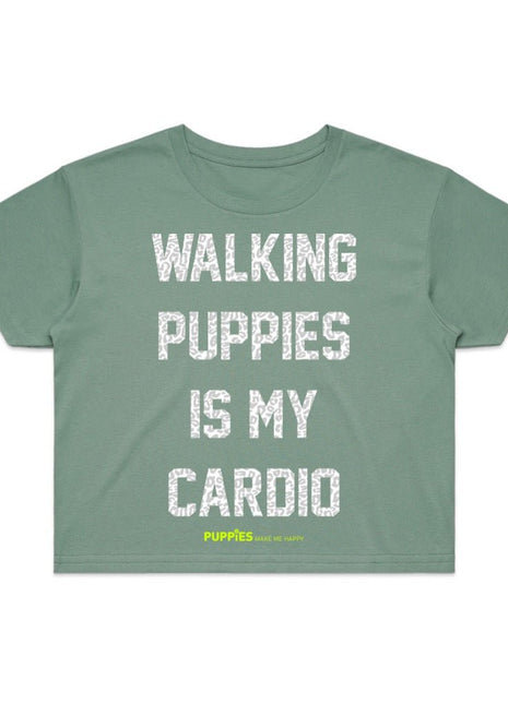 Walking Puppies Is My Cardio Crop Tee | Gift for Dog Owners