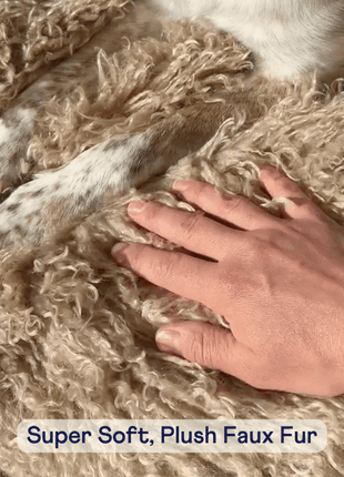 PupRug® Luxe Faux Fur Orthopedic Dog Bed -  Plush Sheep Tan