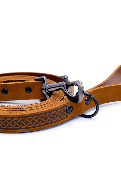 Celtic Sport Earth Brown Leather Dog Leash