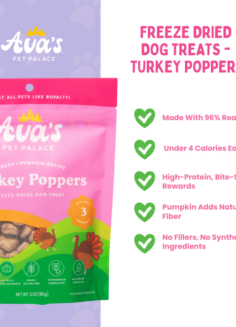 Freeze Dried Dog Treats - Turkey Poppers
