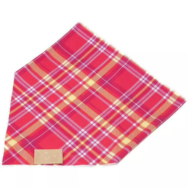 Wine Plaid Dog Bandana