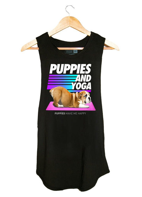 Puppies & Yoga OG Sleeveless Top | Custom Dog Tank | Gift for Dog Moms