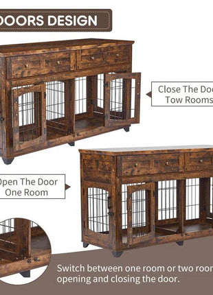 Dog Crate Furniture with Openable Partition