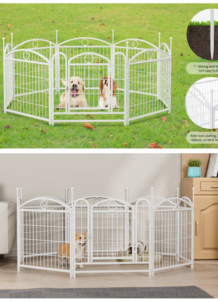Dog Playpen Indoor 24 inch 8 Panels Metal Dog Pen Pet Dog Fence Outdoor Exercise Pen with Doors, Heavy Duty Dog Fence Puppy Pen for Large Medium Small Dogs Indoor Outdoor Foldable Pet Exercise Pen