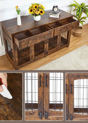 Dog Crate Furniture with Openable Partition