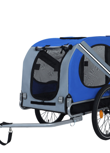 Large Folding Bike Trailer for Dogs – 66LB Capacity All-Terrain Pet Carrier, Durable Steel Frame for Cycling, Jogging, Camping & Outdoor Adventures, Blue-Gray