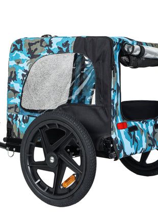 Outdoor Heavy Duty Collapsible Pet Bike Trailer with 16-Inch All-Terrain Wheels & Universal Hitch – Foldable Dog/Cargo Carrier Cart for Bicycles, blue+black - Pup List