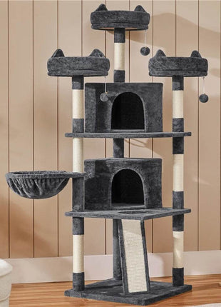 Renwick 69in Large Cat Tree Tower with Condos &amp; Scratching Board - Dark Gray
