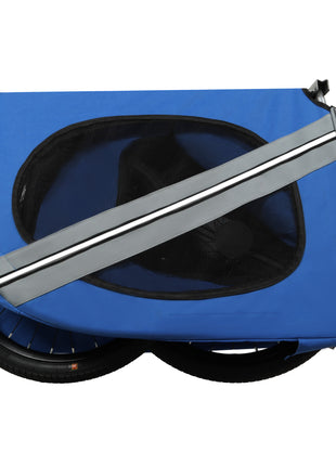 Large Folding Bike Trailer for Dogs – 66LB Capacity All-Terrain Pet Carrier, Durable Steel Frame for Cycling, Jogging, Camping & Outdoor Adventures, Blue-Gray
