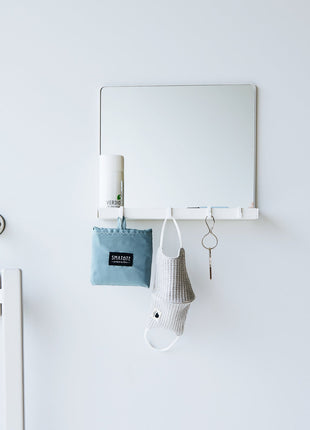 Magnetic Mirror with Storage Rack - Glass