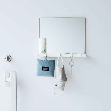 Magnetic Mirror with Storage Rack - Glass