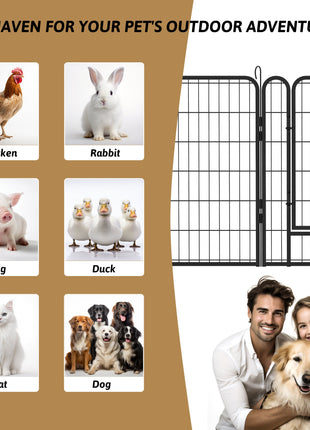 12 Panels Heavy-Duty Metal Playpen with Door, 39.37' H Dog Fence Pet Exercise Pen for Outdoor, Indoor