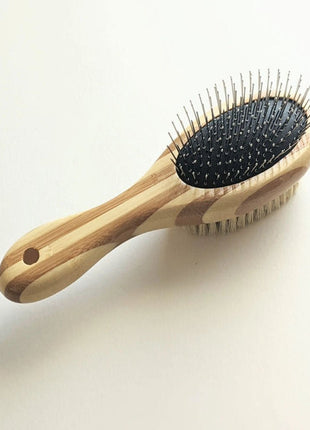 Two-Sided Pet Brush – Bristle & Wire for Shedding & Detangling