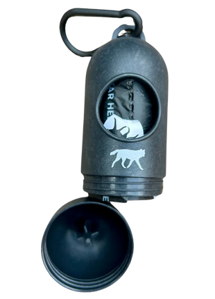compostable plant-based dog poop bags + bamboo dispenser